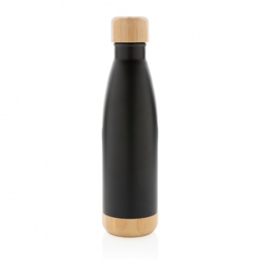 Logo trade promotional items image of: Vacuum stainless steel bottle with bamboo lid and bottom