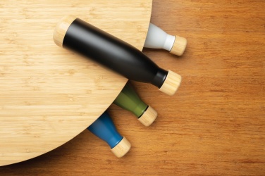 Logotrade advertising product image of: Vacuum stainless steel bottle with bamboo lid and bottom