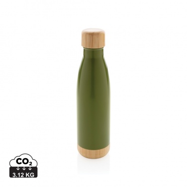 Logo trade advertising products image of: Vacuum stainless steel bottle with bamboo lid and bottom