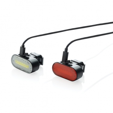Logotrade business gift image of: Lumino RCS recycled plastic USB re-chargeable bike light set