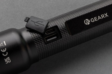 Logotrade promotional products photo of: RCS recycled aluminum USB-rechargeable heavy duty torch