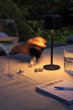 Logo trade promotional merchandise image of: Zenic RCS recycled plastic USB re-chargable table lamp