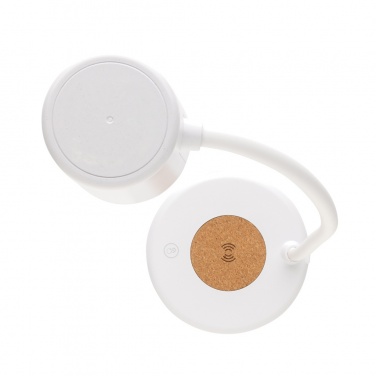 Logo trade promotional merchandise picture of: Zenara RCS recycled plastic and cork 15W wireless desk lamp