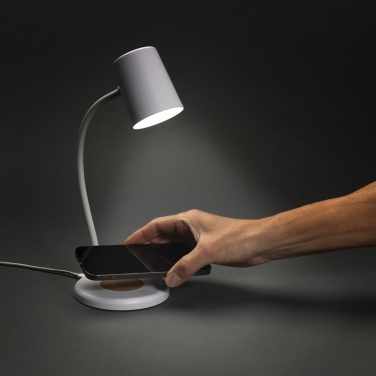 Logo trade corporate gifts picture of: Zenara RCS recycled plastic and cork 15W wireless desk lamp