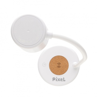 Logo trade promotional gifts image of: Zenara RCS recycled plastic and cork 15W wireless desk lamp