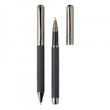 Logo trade promotional giveaways picture of: Recycled leather pen set