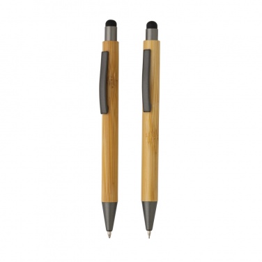Logo trade promotional items picture of: Bamboo modern pen set in box