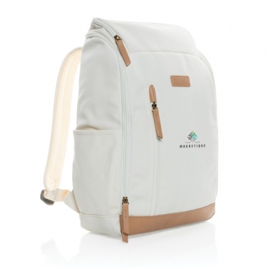 Logo trade promotional giveaways picture of: Impact AWARE™ 16 oz. recycled canvas 15" laptop backpack