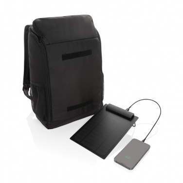 Logo trade corporate gifts image of: Pedro AWARE™ RPET deluxe backpack with 5W solar panel