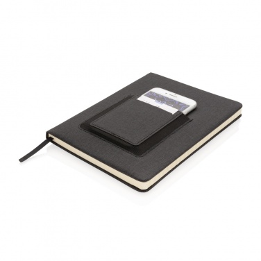 Logo trade advertising products image of: Deluxe A5 Notebook with phone pocket