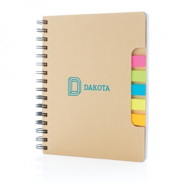 Logotrade promotional giveaway image of: A5 Kraft spiral notebook with sticky notes