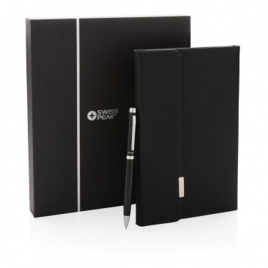 Logo trade promotional giveaway photo of: Swiss Peak deluxe A5 notebook and pen set