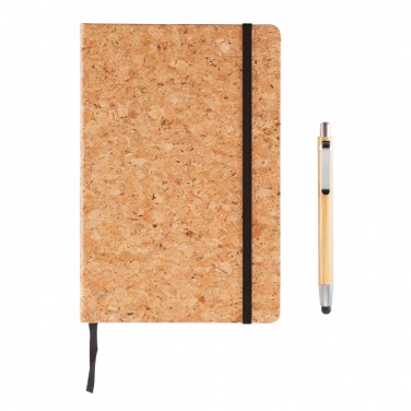 Logo trade business gift photo of: A5 notebook with bamboo pen including stylus