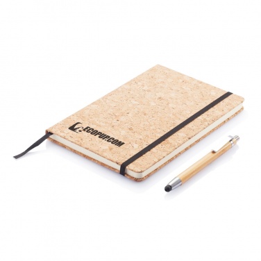 Logotrade promotional gift picture of: A5 notebook with bamboo pen including stylus