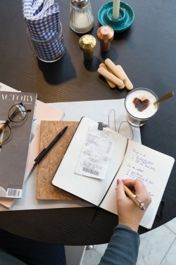 Logotrade promotional product picture of: A5 notebook with bamboo pen including stylus