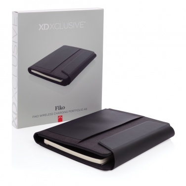 Logotrade promotional items photo of: Fiko wireless charging A5 portfolio with powerbank
