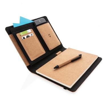 Logo trade promotional giveaways picture of: Deluxe cork portfolio A5 with pen