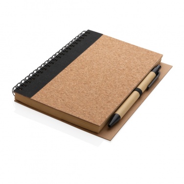 Logo trade corporate gifts image of: Cork spiral notebook with pen