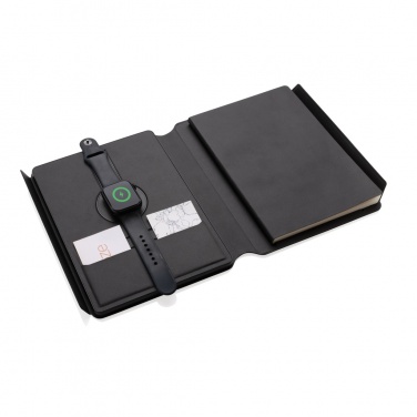 Logo trade promotional gifts image of: Swiss Peak RCS rePU notebook with 2-in-1 wireless charger