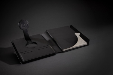 Logo trade promotional items image of: Swiss Peak RCS rePU notebook with 2-in-1 wireless charger