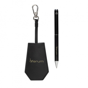 Logo trade promotional merchandise image of: SP Tula RCS certified recycled PU key holder and pen set