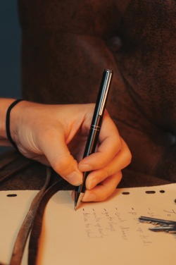 Logo trade promotional merchandise image of: SP Tula RCS certified recycled PU key holder and pen set