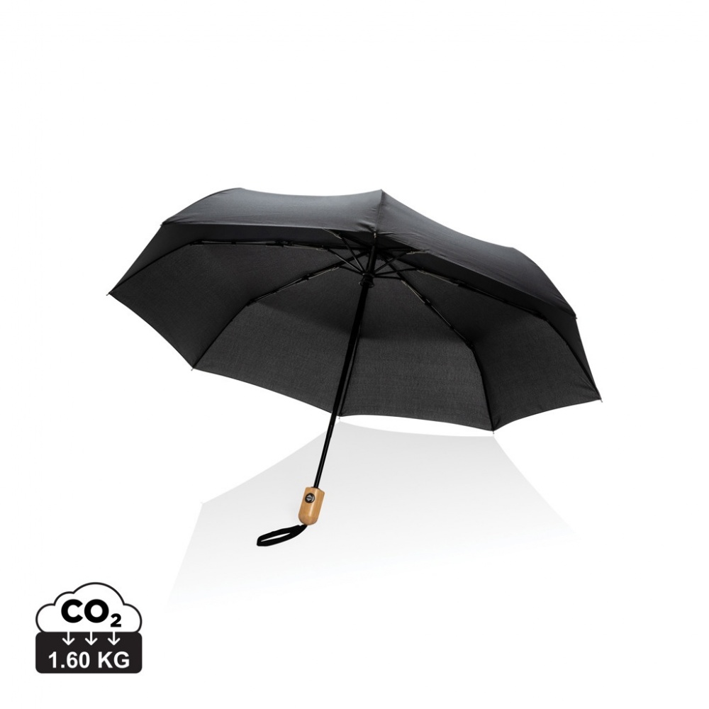 Logotrade promotional gift picture of: 21" Impact AWARE™ RPET 190T bamboo auto open/close umbrella