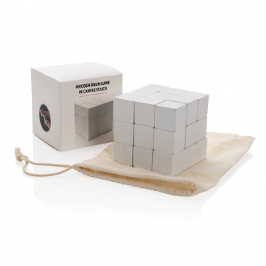Logo trade promotional gift photo of: Wooden brain game in canvas pouch