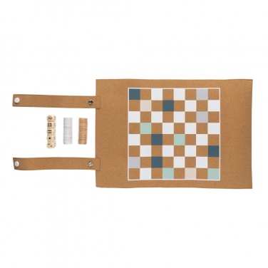 Logo trade promotional giveaway photo of: Britton cork foldable backgammon and checkers game set