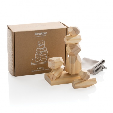 Logo trade business gifts image of: Ukiyo Crios wooden balancing rocks in pouch