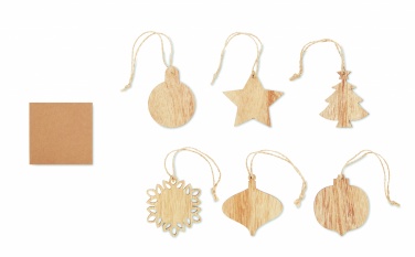 Logo trade promotional giveaways picture of: Set of wooden Xmas ornaments