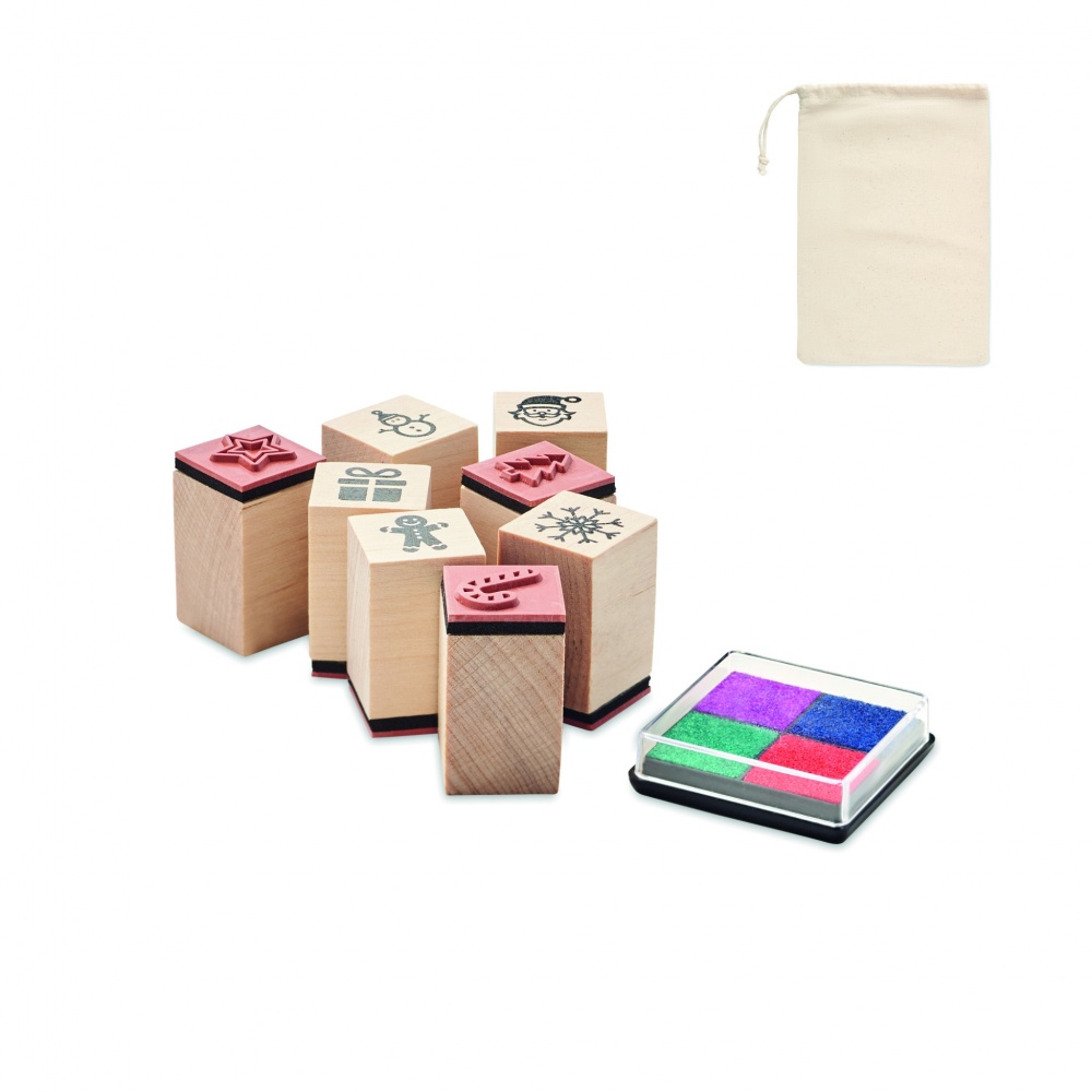 Logotrade promotional product picture of: 8 wooden Christmas stamps set