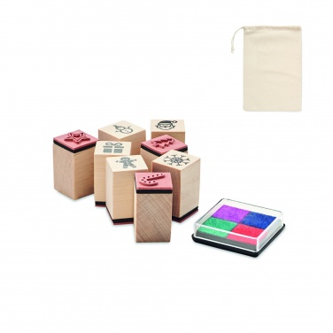 Logo trade promotional gifts image of: 8 wooden Christmas stamps set