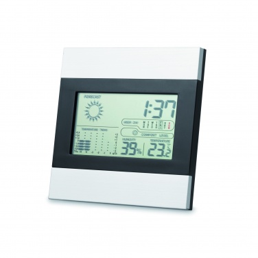 Logo trade advertising products image of: Weather station and clock