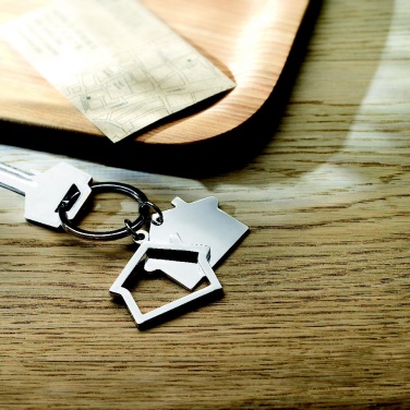 Logotrade corporate gift picture of: Metal key ring house shape Jyvaskyla