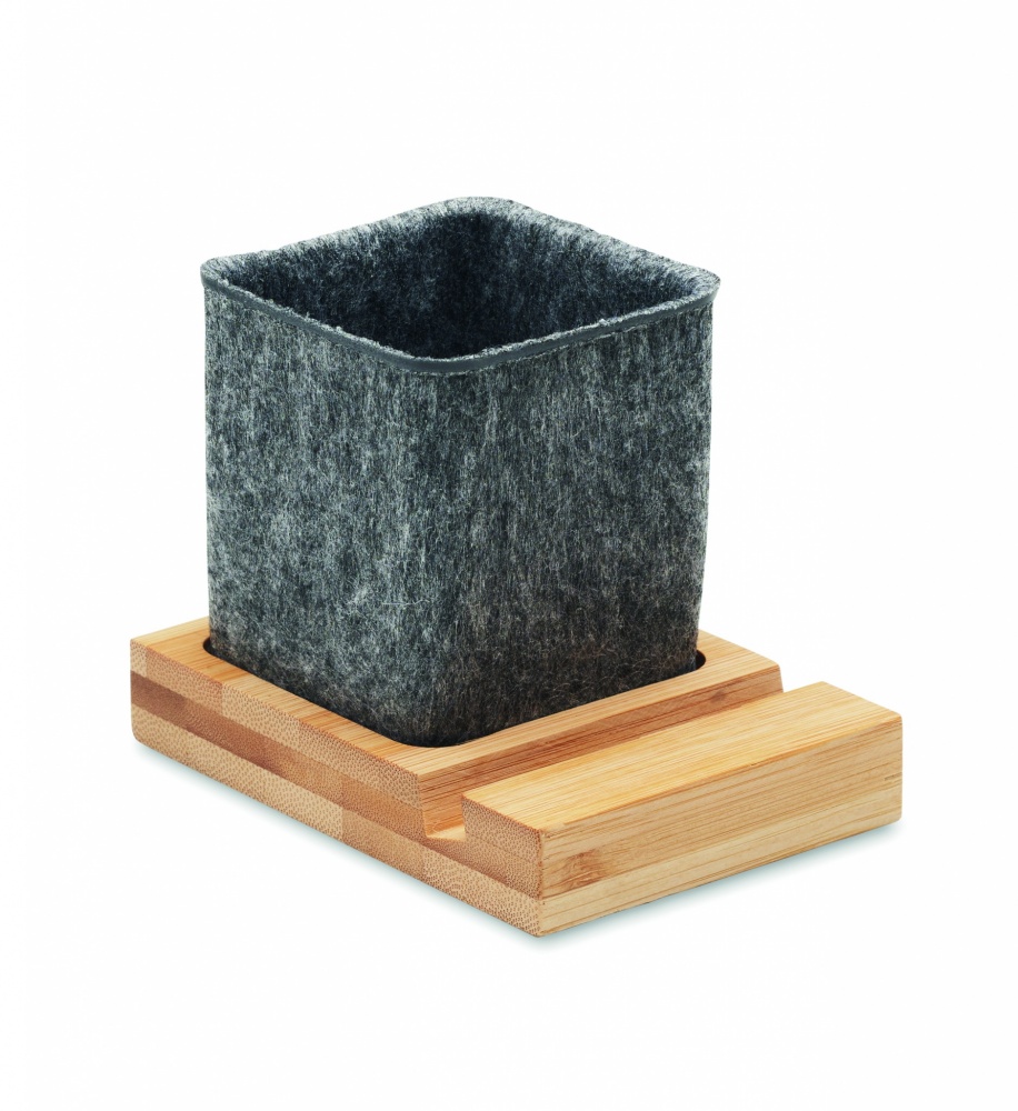 Logo trade promotional merchandise picture of: RPET felt pen pot phone stand