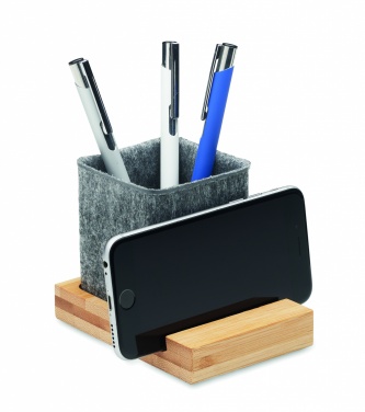 Logo trade promotional giveaways image of: RPET felt pen pot phone stand