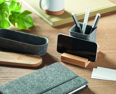 Logo trade promotional giveaway photo of: RPET felt pen pot phone stand