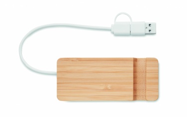 Logo trade promotional items image of: Bamboo USB 4 ports hub