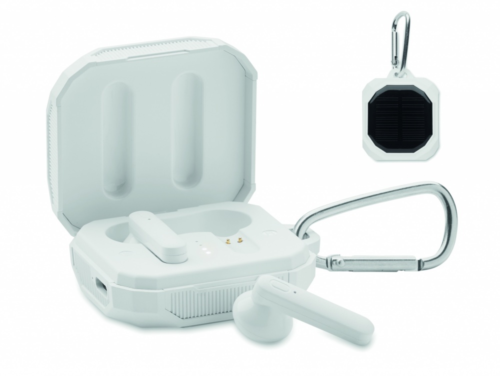 Logo trade promotional items image of: TWS earbuds with solar charger