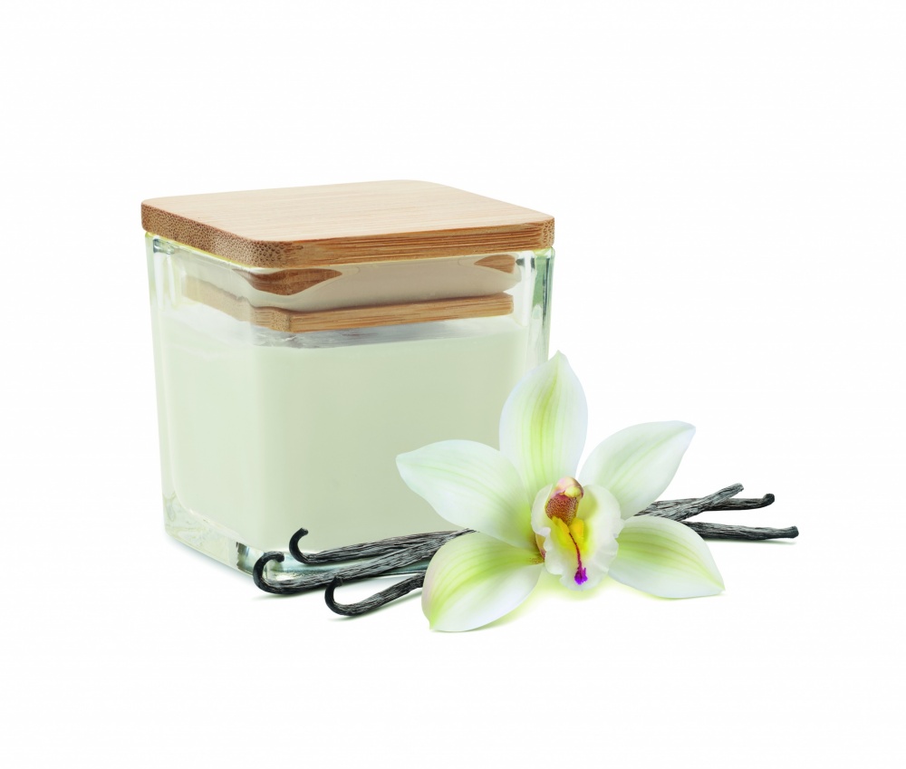 Logo trade promotional merchandise photo of: Squared fragranced candle 50gr