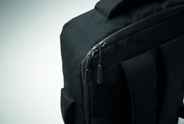 Logotrade advertising product picture of: A safe 15-inch laptop backpack made of 300D RPET with a 210D RPET lining and customizable printing.