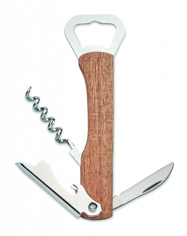 Logo trade promotional giveaways image of: 3 in 1 bamboo bottle opener WOOL