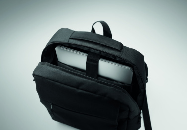 Logotrade promotional gift picture of: Slim 15 inch laptop backpack made of 600D RPET polyester with a 210D lining and customizable printing