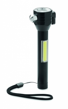 Logotrade promotional product picture of: 3-in-1 aluminum flashlight with an emergency hammer and seatbelt cutter, customizable with printing