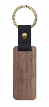 Logotrade promotional product image of: Key ring in walnut and PU Kokkola