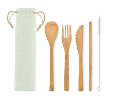 Logo trade promotional product photo of: Bamboo cutlery with straw
