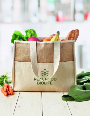Logo trade promotional giveaways picture of: Jute and canvas cooler bag