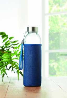 Logo trade business gifts image of: Glass bottle in pouch 500 ml