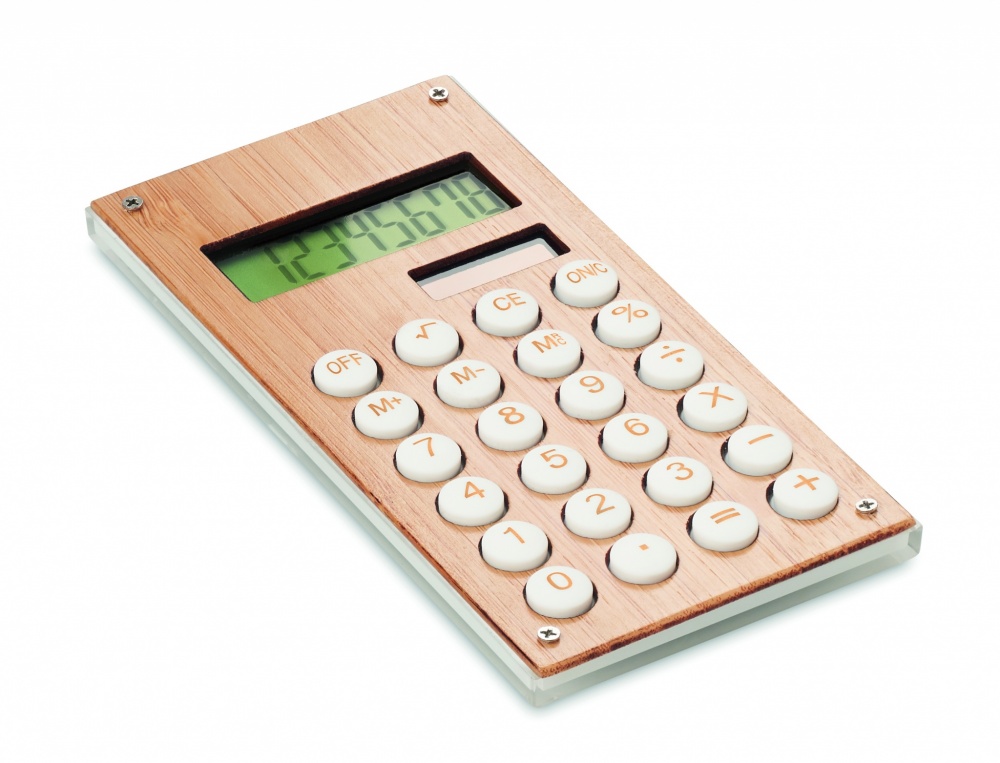 Logo trade promotional item photo of: 8 digit bamboo calculator